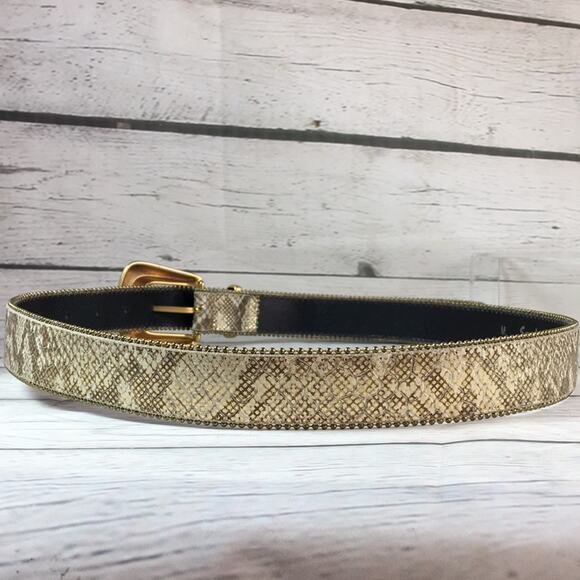 Sandy Duftler Designs Leather Belt Womens Medium‎ Gold w/ White Reptile Pattern - Picture 7 of 10